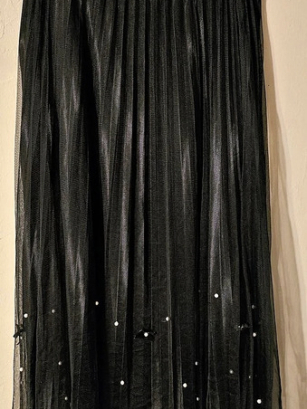 Amber Sky Pleated Embellished Maxi Skirt in Black Size Large